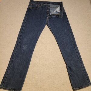 Levi's 501 Original Fit Jeans Mens 34x32 Blue Medium Wash Button Fly Straight